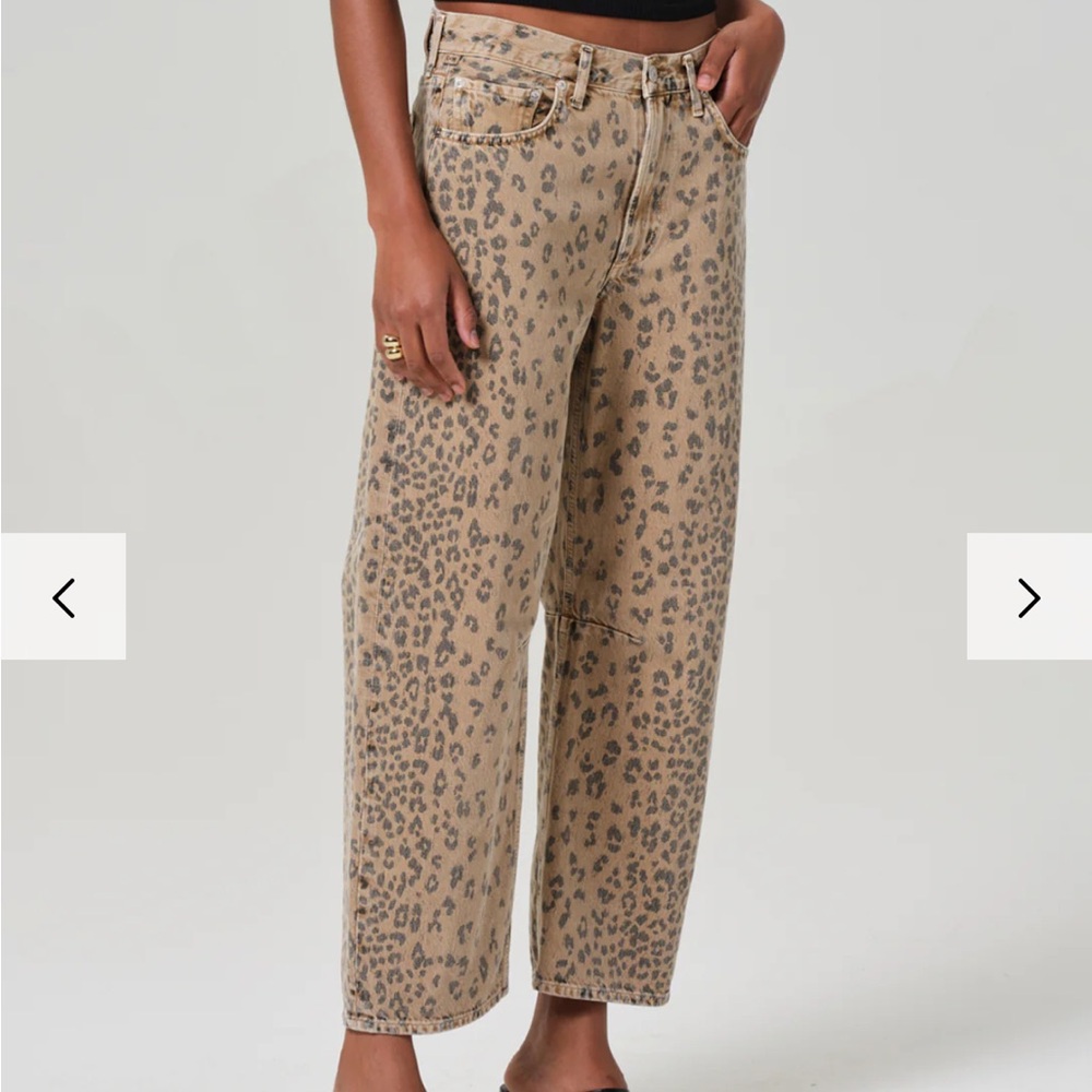 Citizens Of Humanity Beige Leopard Print Wide Leg Jeans - Picture 2 of 7